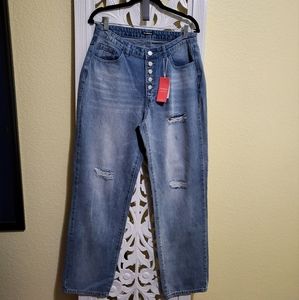 Flamingo Large high waist, distressed, denim.